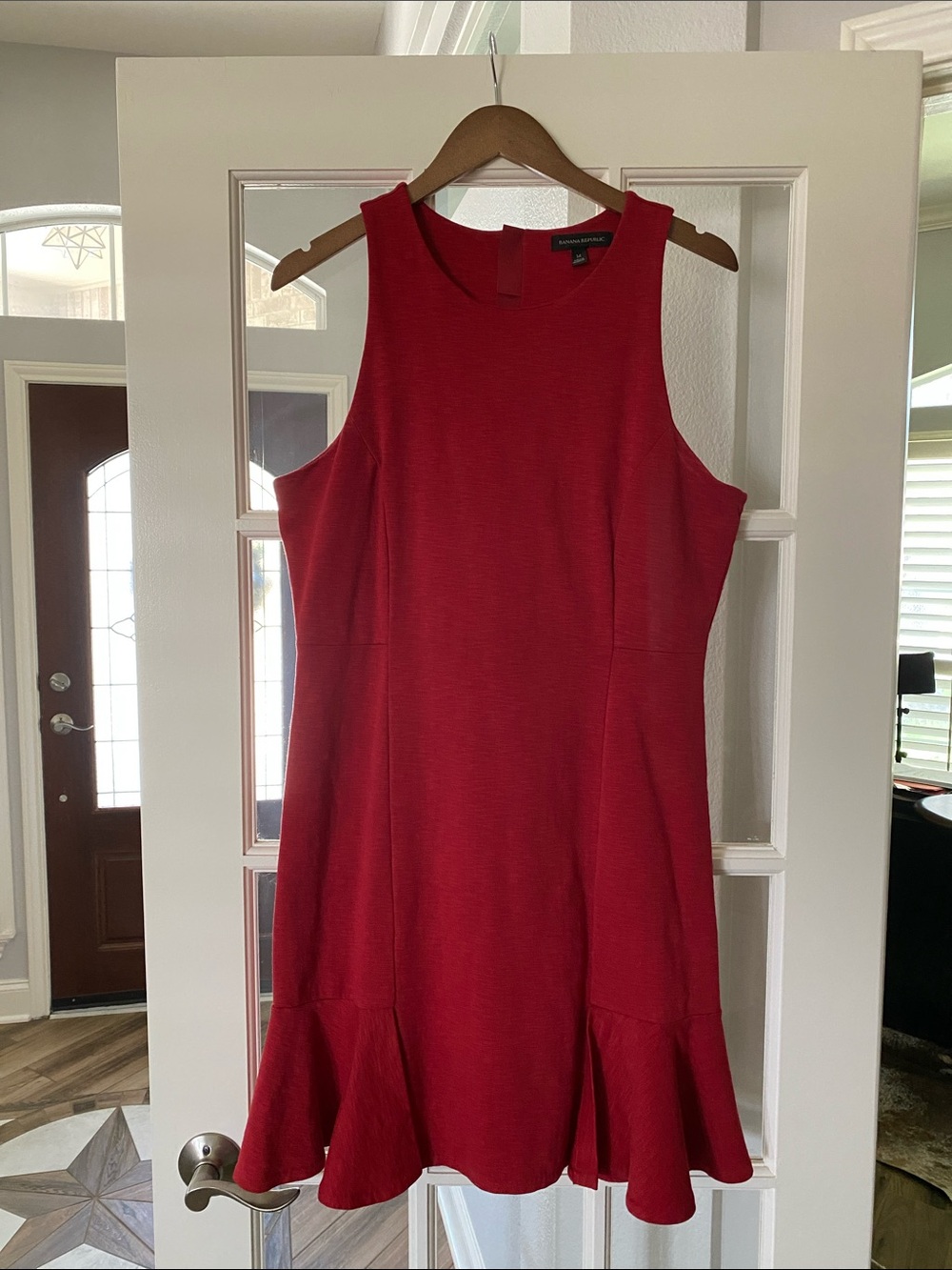 Banana Republic Red Sleeveless Ruffled-Hem Mini Dress